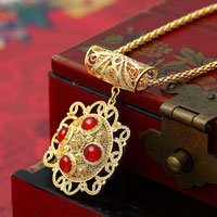 花絲鑲嵌紅瑪瑙吊墜